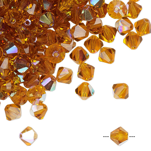 Bead 24pk topaz AB, Preciosa Czech crystal 6mm bicone image number 0