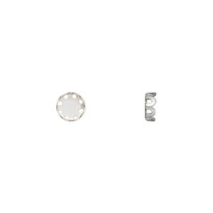 Component, sterling silver, 6mm round with 5mm round setting and closed back. Sold per pkg of 2.