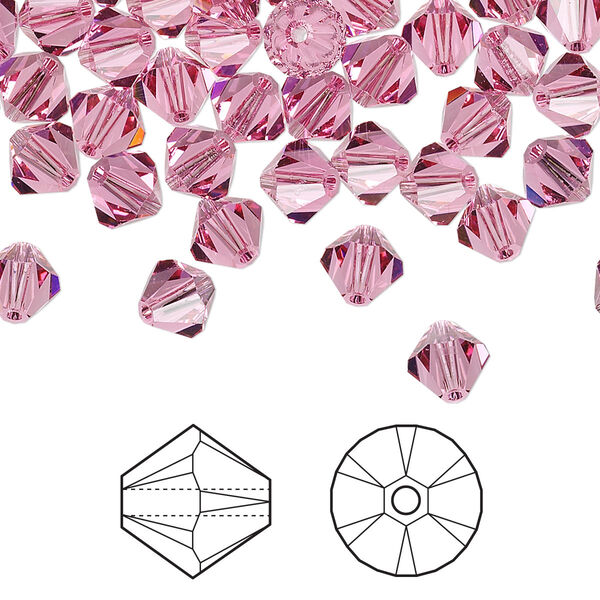 Bead 360pk rose, Crystal Passions® 6mm bicone 5328 image number 0