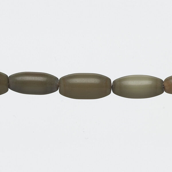 Bead, cat's eye glass (fiber optic glass), olive green, 12x5mm-13x6mm oval. Sold per 15-inch strand. image number 0