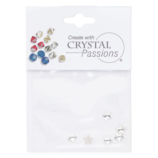 Flat back 1pkg6 crystal clear foil back, Crystal Passions&reg; rhinestone 5.5x5mm rivoli star 2816 image number 0