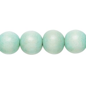 Bead 1pkg1, Taiwanese cheesewood (dyed / waxed), seafoam, 11-12 round, 15-1/2 to 16 inches.