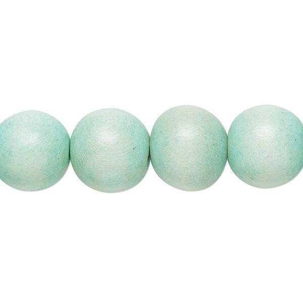 Bead 1pkg1, Taiwanese cheesewood (dyed / waxed), seafoam, 11-12 round, 15-1/2 to 16 inches. image number 0