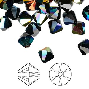 Bead 12pk jet AB, Crystal Passions® 8mm bicone 5328