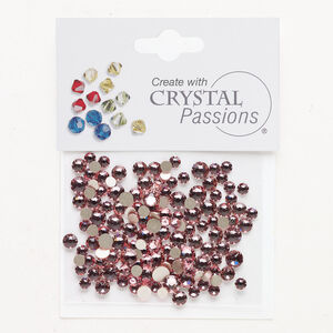 Flat back mix 1pkg144 light rose foil back, Crystal Passions&reg; rhinestone 3.00-4.80mm round SS12 / SS16 / SS20