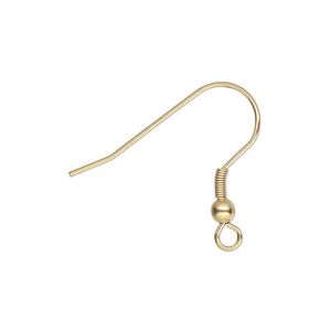 Ear wire fishhook 1pkg10, 22mm / 3mm ball / 3mm coil / open loop, 20 gauge gold-finished stainless steel 5 pair