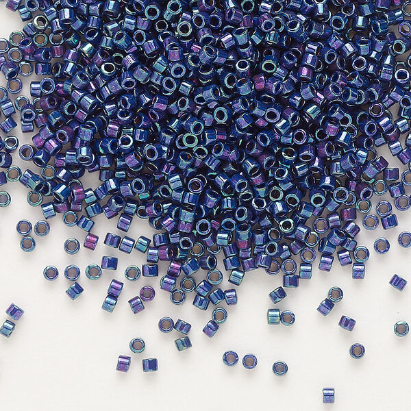 Seed bead, Delica®, glass, pkg/250g, #11 round, opaque rainbow gold luster eggplant (DB-0135). image number 0