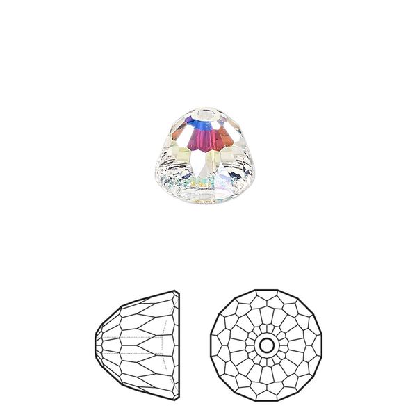 Bead 6pk crystal AB, Crystal Passions® 10x8mm dome small 5542 image number 0