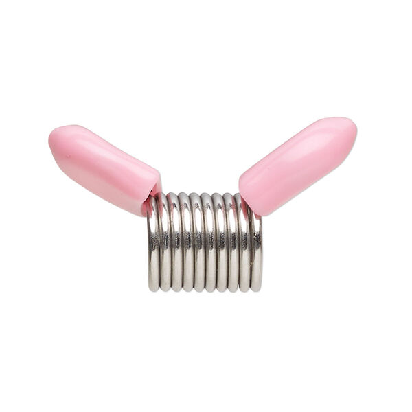 Beading supply, Beadalon® Bead Stopper™, stainless steel and rubber, pink, 12mm. Sold per pkg of 8. image number 0