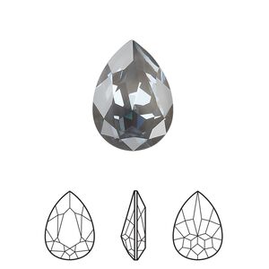Fancy stone 1pk crystal dark grey ignite LacquerPRO, Crystal Passions® 18x13mm pear 4320