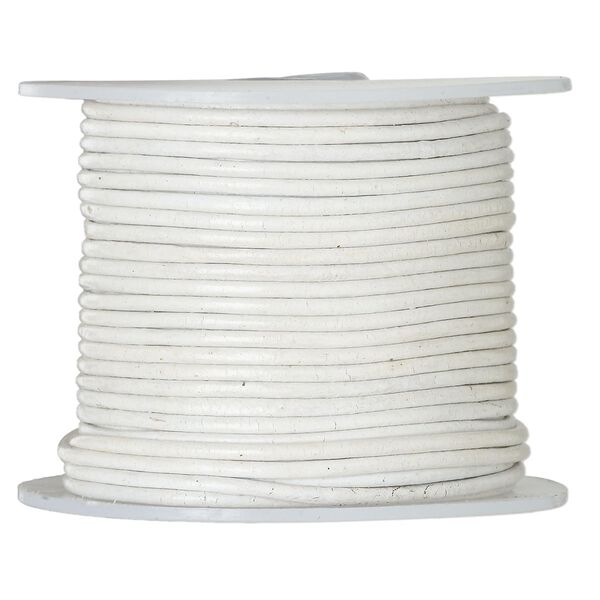 Cord, leather (dyed), ecru, 1.5mm round. Sold per 25-yard spool. image number 0