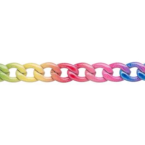 Chain 1pkg1 curb, 6.7mm, painted rainbow steel 3 foot unfinished