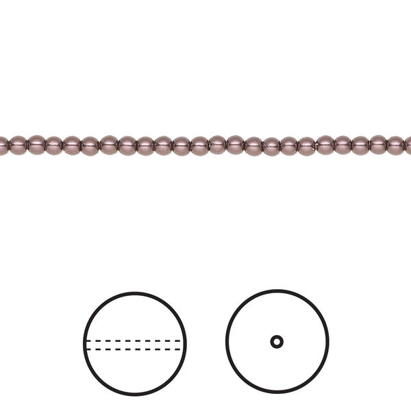 Pearl 100pk burgundy, Crystal Passions® 2mm round 5810 image number 0
