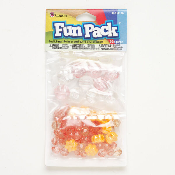 Bead mix, acrylic, pkg/60, 6-13mm mixed shapes. image number 0
