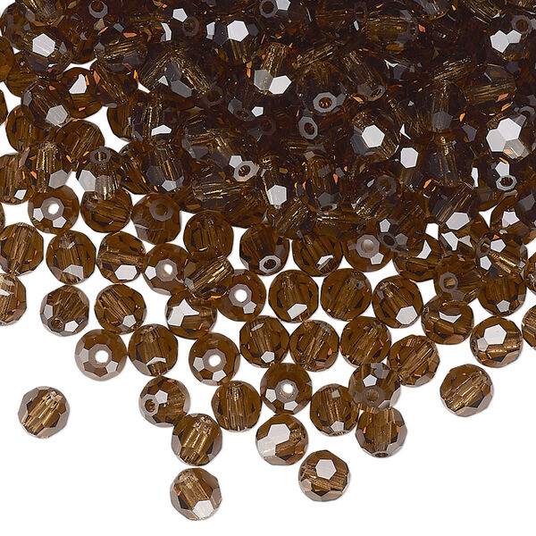 Bead 24pk smoked topaz, Preciosa Czech crystal 4mm round image number 0