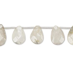 Golden rutilated quartz 1pkg14, hand-cut top-drilled faceted puffed teardrop bead natural 9x6mm-14x9mm