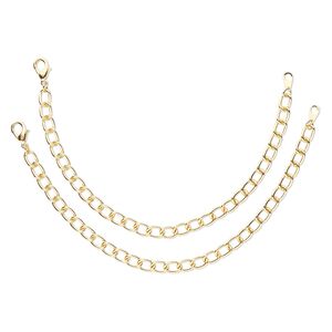 Chain, gold-finished steel, twisted oval cable, 7 inches. Sold per pkg of 2.