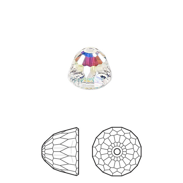 Bead 1pk crystal AB, Crystal Passions® 10x8mm dome small 5542 image number 0