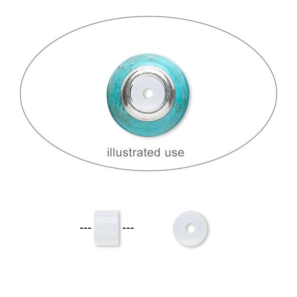 Bead adaptor, silicone, clear, 5x3.5mm round tube, fits 4.5-5mm bead hole. Sold per pkg of 100. image number 0