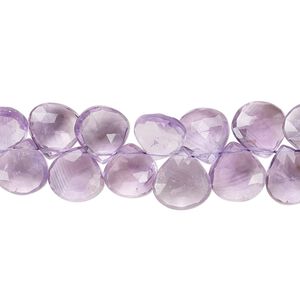 Lavender amethyst 1pkg1, hand-cut top-drilled faceted puffed teardrop bead natural 8 inch 7-9mm