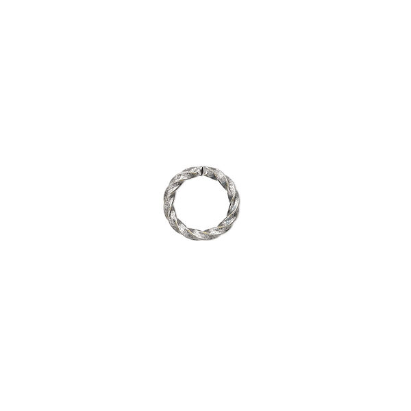 Jump ring, antique silver-plated brass, 8mm twisted round, 5.8mm inside diameter, 16 gauge. Sold per pkg of 100. image number 0