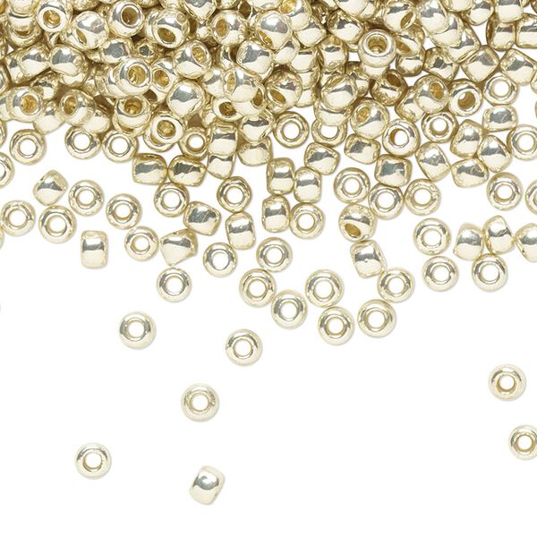 Seed bead, TOHO BEADS®, glass, pkg/7.5g, #8 round, opaque galvanized PermaFinish aluminum (TR-08-PF558). image number 0