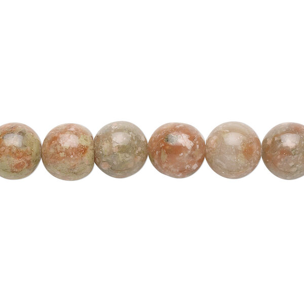 Bead, autumn jasper (natural), 8mm round, B grade, Mohs hardness 6-1/2 to 7. Sold per 15-1/2" to 16" strand. image number 0