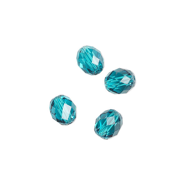 Bead 4pk blue zircon, Crystal Passions® 7x6mm olive briolette 5044 image number 0