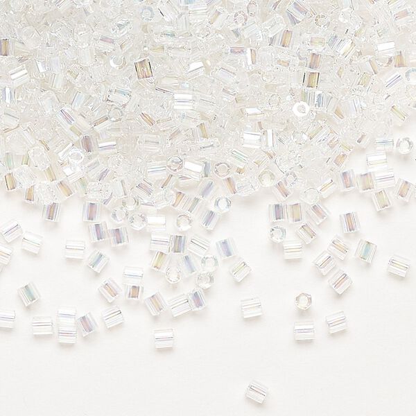 Seed bead, Miyuki, glass, pkg/50g, #11 2-cut hex, translucent rainbow clear (HEX-250). image number 0