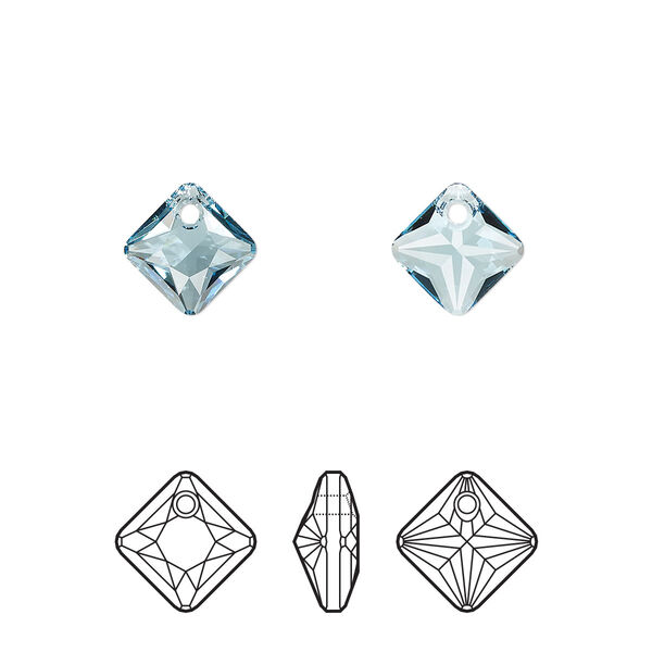 Drop 4pk aquamarine, Crystal Passions® 9mm pendant princess cut 6431 image number 0