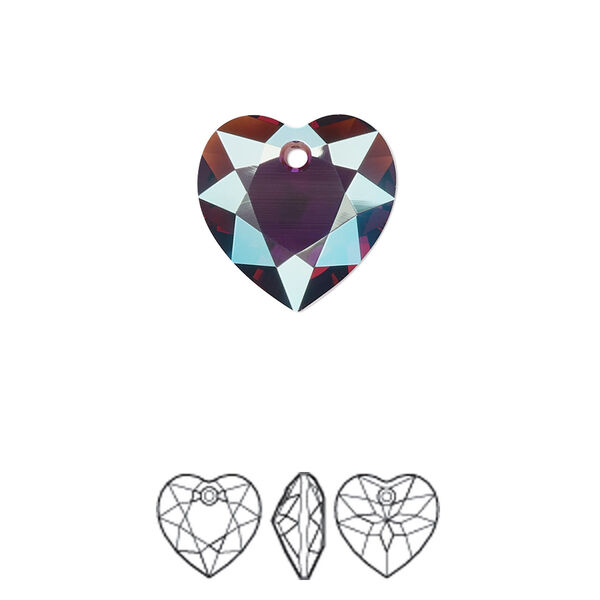 Drop 1pk amethyst shimmer, Crystal Passions® 14.5mm pendant heart cut 6432 image number 0