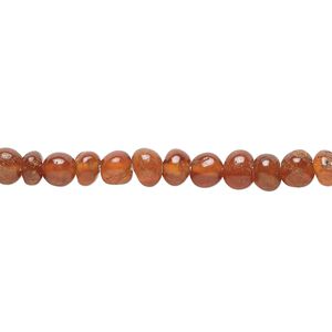 Hessonite garnet 1pkg1, hand-cut pebble bead natural 14 inch small