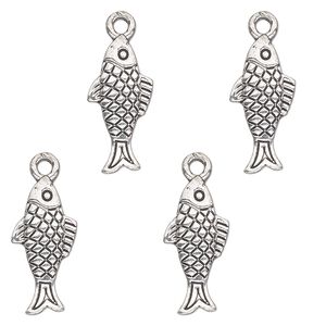 Charm, antique silver-finished "pewter" (zinc-based alloy) , 19x9mm single-sided fish. Sold per pkg of 4.
