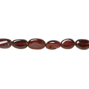 Garnet 1pkg1, hand-cut puffed oval bead, 13 inch 6x5mm-10x6mm