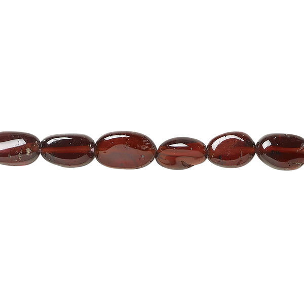 Garnet 1pkg1, hand-cut puffed oval bead, 13 inch 6x5mm-10x6mm image number 0
