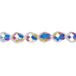 Bead Celestial Crystal® 1pkg60, 8x6mm teardrop / 66 facets, translucent frosted clear AB