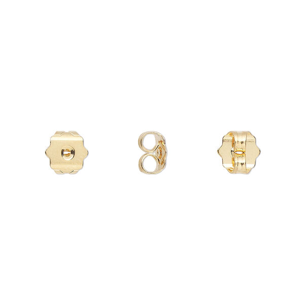 Earnut, gold-plated brass, 6x6mm star. Sold per pkg of 10 pairs. image number 0