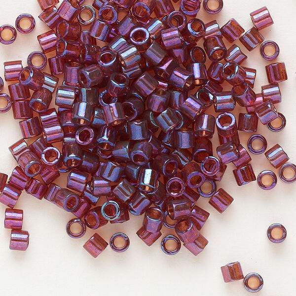 Seed bead, Delica®, glass, pkg/50g, #8 round, translucent rainbow gold luster claret (DBL-0104). image number 0