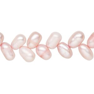 Pearl 1pkg1, cultured freshwater, rice C grade, 15 inch 8x5mm-10x7mm dyed blush