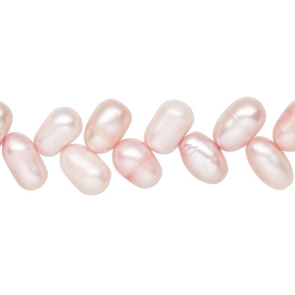 Pearl 1pkg1, cultured freshwater, rice C grade, 15 inch 8x5mm-10x7mm dyed blush image number 0