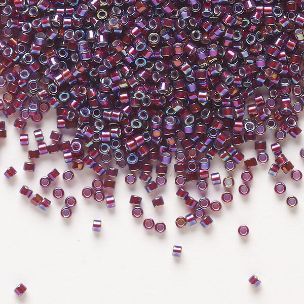 Seed bead, Delica®, glass, pkg/50g, #11 round, opaque rainbow silver-lined dark cranberry red (DB-1694). image number 0