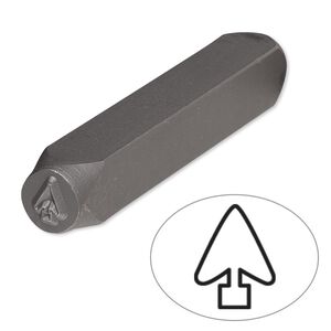 Stamp punch, tempered chrome vanadium steel, 6x4.5mm arrowhead, 2-3/4 x 3/8 inches. Sold individually.