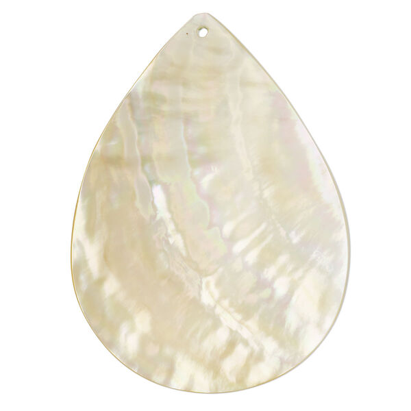 Focal, gold lip shell (natural), 56 x 40mm hand-cut teardrop. Mohs hardness 3-1/2. Sold individually. image number 0