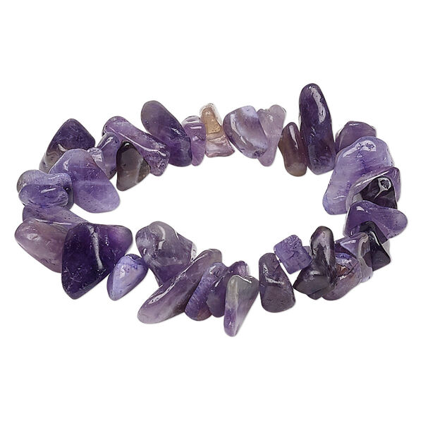 Bracelet, stretch, amethyst (natural), extra-large chip, 7-1/2 inches. Sold individually. image number 0