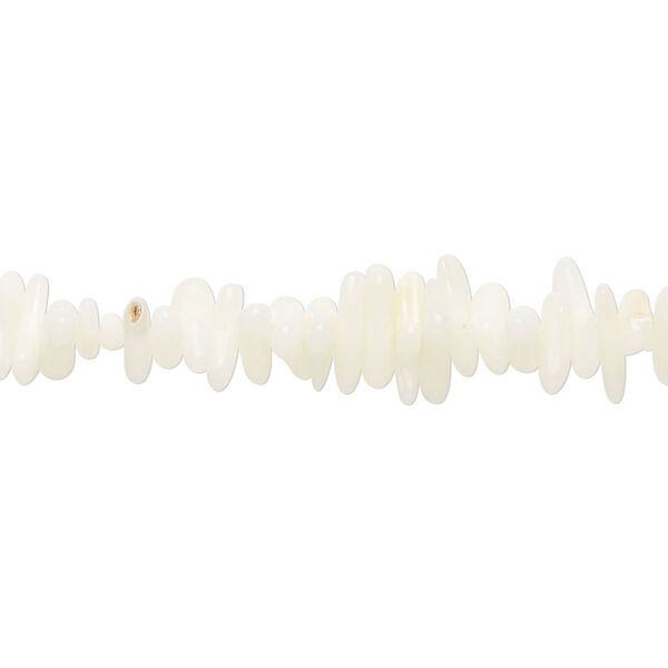 Bead, coral (bleached), white, 5x1mm-10x3mm cupolini, Mohs hardness 3-1/2 to 4. Sold per 16-inch strand. image number 0
