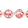 Bead, glass 1pkg8, opaque white and red, 14mm hand-painted round. image number 0