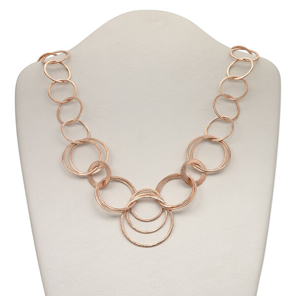 Chain, copper, 41mm brushed and textured round cable, 36 inches with hook clasp. Sold individually. image number 0