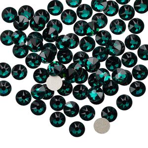 Flat back 144pk emerald foil back, Crystal Passions® 4.6-4.8mm rose round SS20 2088