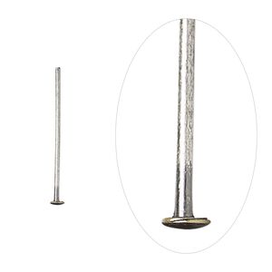 Head pin, antique silver-plated brass, 3/4 inch, 21 gauge. Sold per pkg of 100.
