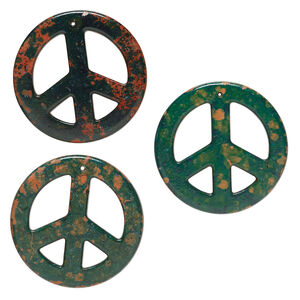 Magnesite 1pkg3, top-drilled peace sign focal 45mm